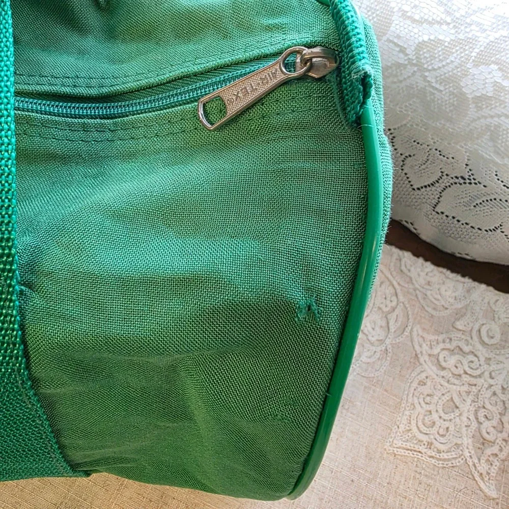Vintage Canvas Duffle Gym Bag Libbey-Owens-Ford Ottawa Green Air-Tex